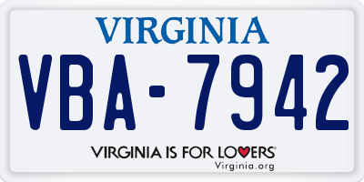 VA license plate VBA7942