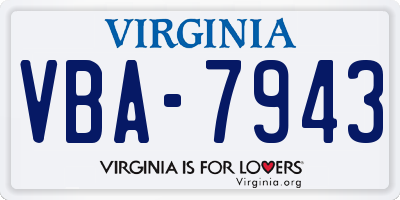 VA license plate VBA7943