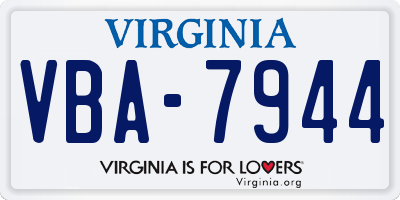 VA license plate VBA7944