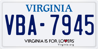 VA license plate VBA7945
