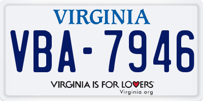 VA license plate VBA7946