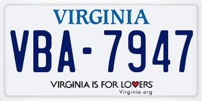 VA license plate VBA7947