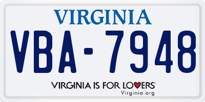 VA license plate VBA7948