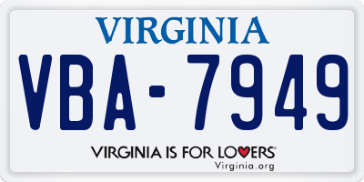 VA license plate VBA7949