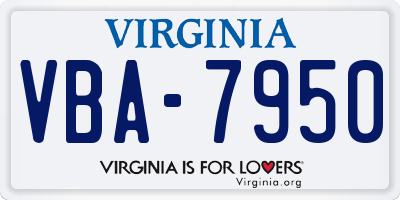 VA license plate VBA7950