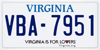 VA license plate VBA7951