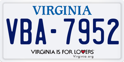 VA license plate VBA7952