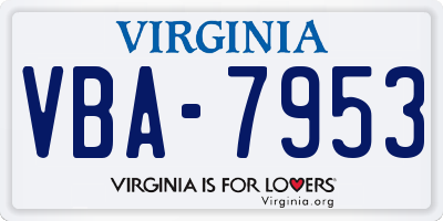 VA license plate VBA7953