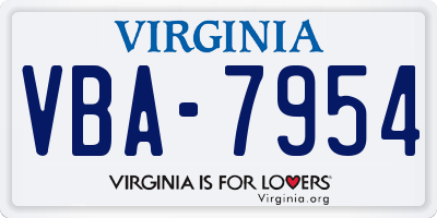 VA license plate VBA7954
