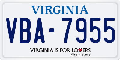 VA license plate VBA7955