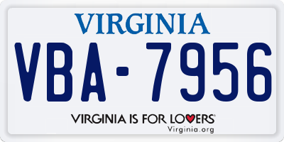 VA license plate VBA7956