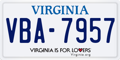 VA license plate VBA7957