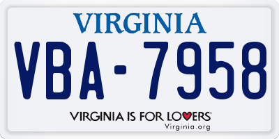 VA license plate VBA7958