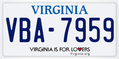 VA license plate VBA7959