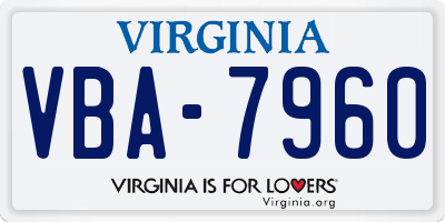 VA license plate VBA7960