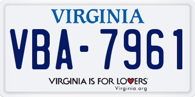 VA license plate VBA7961