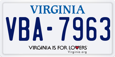 VA license plate VBA7963