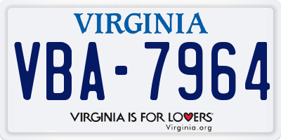 VA license plate VBA7964