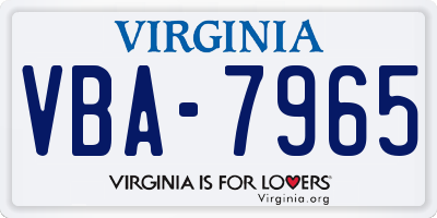VA license plate VBA7965