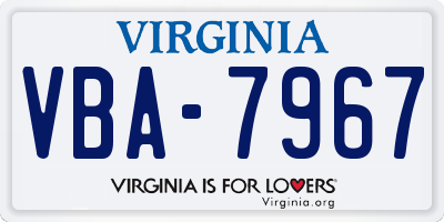 VA license plate VBA7967