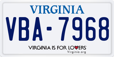 VA license plate VBA7968