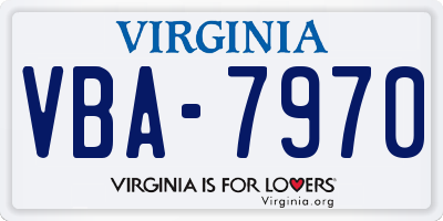 VA license plate VBA7970