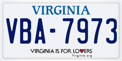 VA license plate VBA7973