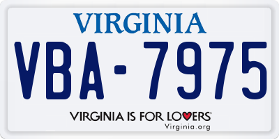 VA license plate VBA7975