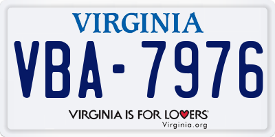 VA license plate VBA7976