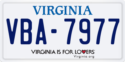 VA license plate VBA7977