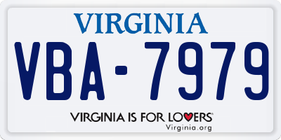 VA license plate VBA7979