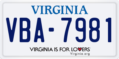 VA license plate VBA7981