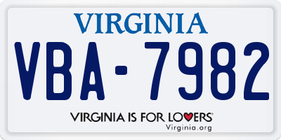 VA license plate VBA7982