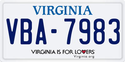 VA license plate VBA7983