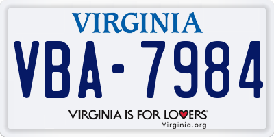 VA license plate VBA7984