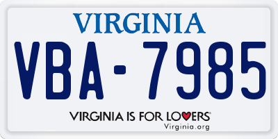 VA license plate VBA7985