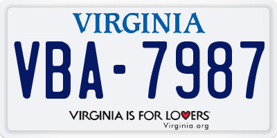 VA license plate VBA7987