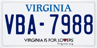 VA license plate VBA7988