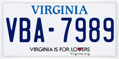VA license plate VBA7989
