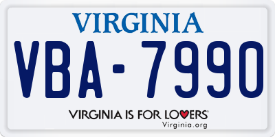 VA license plate VBA7990