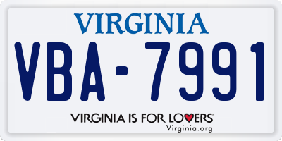 VA license plate VBA7991