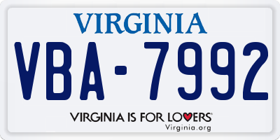 VA license plate VBA7992