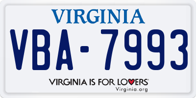 VA license plate VBA7993
