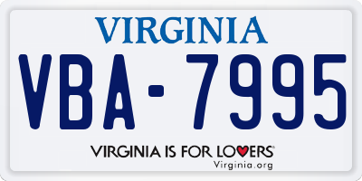 VA license plate VBA7995