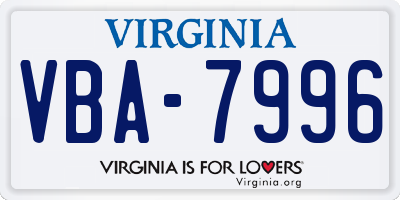 VA license plate VBA7996