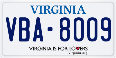 VA license plate VBA8009
