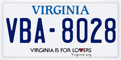 VA license plate VBA8028
