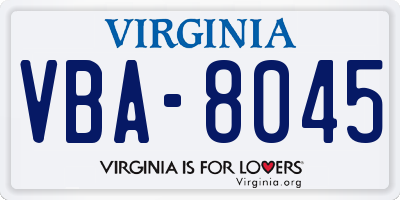 VA license plate VBA8045
