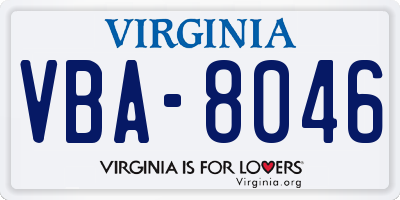 VA license plate VBA8046