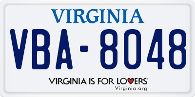 VA license plate VBA8048